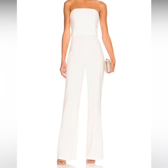 Alice + Olivia By Stacy Bendet White Faux Leather Strapless...